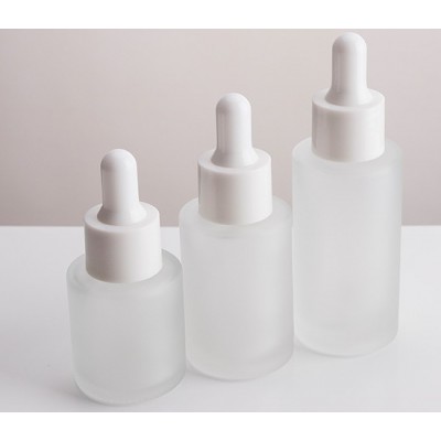 30Ml frosted clear flat shoulder Glass dropper essential oil dropper bottles with silver dropper cap essential oil bottles