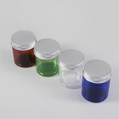 250ml 8oz Round Cosmetic Packaging Container Transparent PET Jar with Silver Aluminum Lids