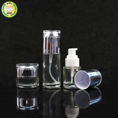 high quality cosmetic empty clear frosted glass cosmetic cream lotion liquid foundation pump bottle spray bottles 100ml 120ml