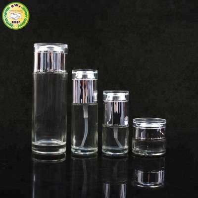 wholesale 100ml 120ml 150ml cosmetic empty clear frosted glass cosmetic cream lotion liquid foundation pump bottle spray bottles