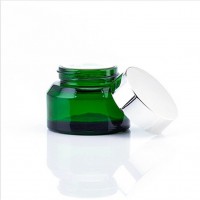 50g oblique shoulder coated white glass jar with wooden cap