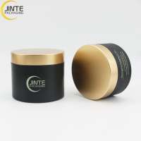 Eco Friendly Cosmetic Containers  Black Shin Care  Jars Cosmetic PETG Jars With Matte Gold Lid